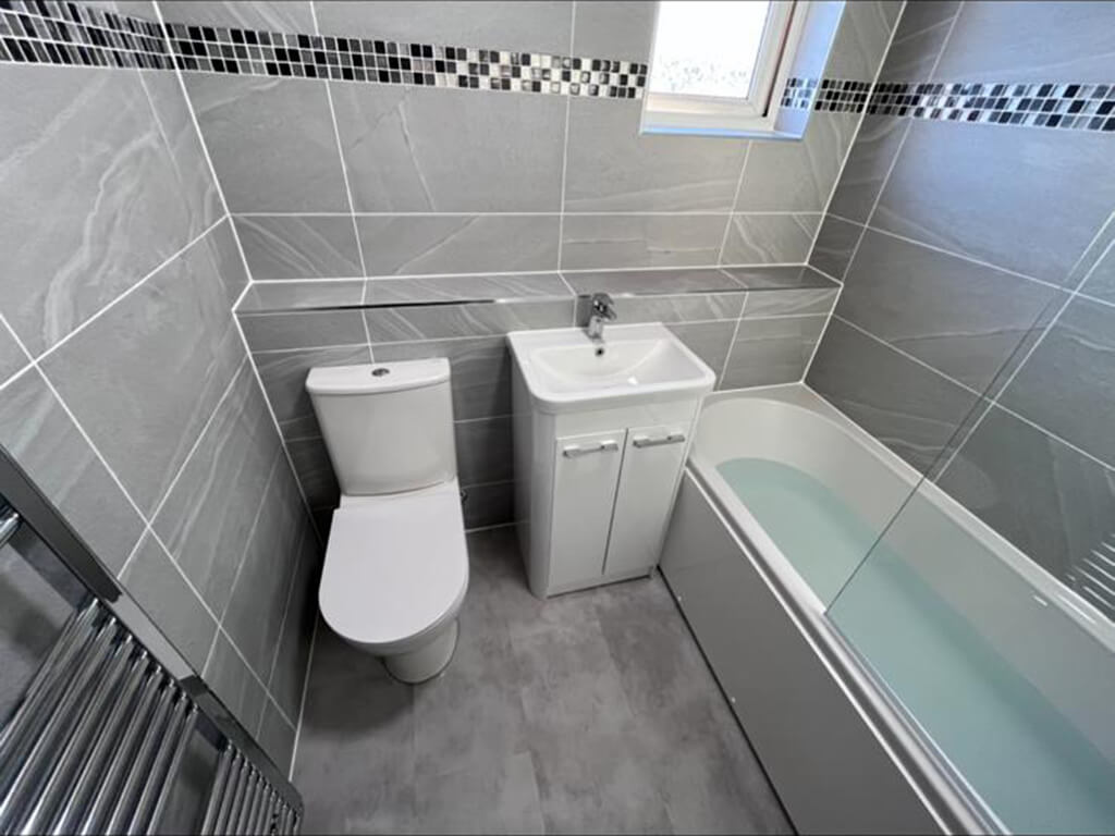 Fully tiled bathroom Fully tiled bathroom